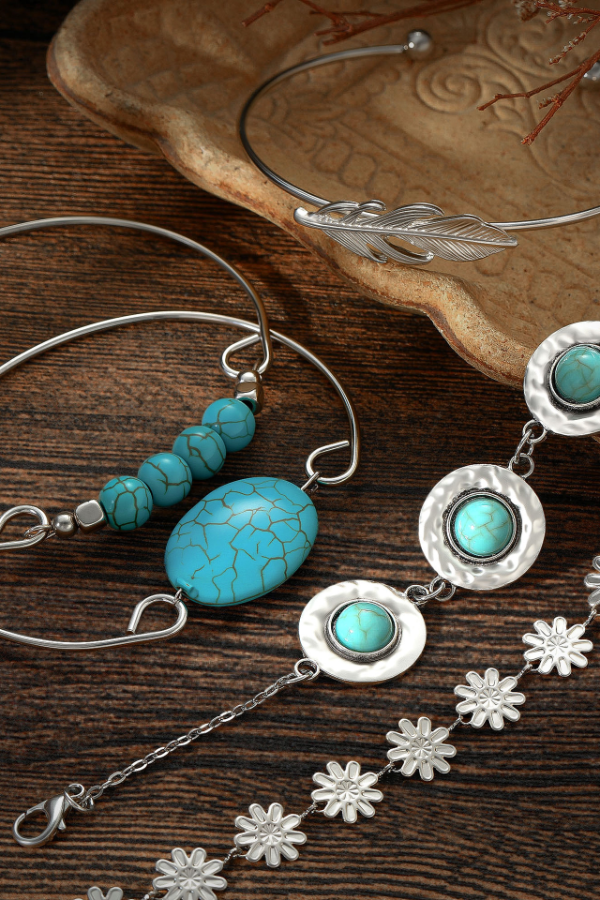 Women's Western Retro Turquoise Personalized Multi-element Beaded Jewelry Set