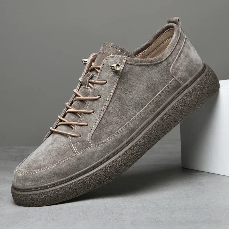 Cowhide Leather Sneakers with Cushioned Insole