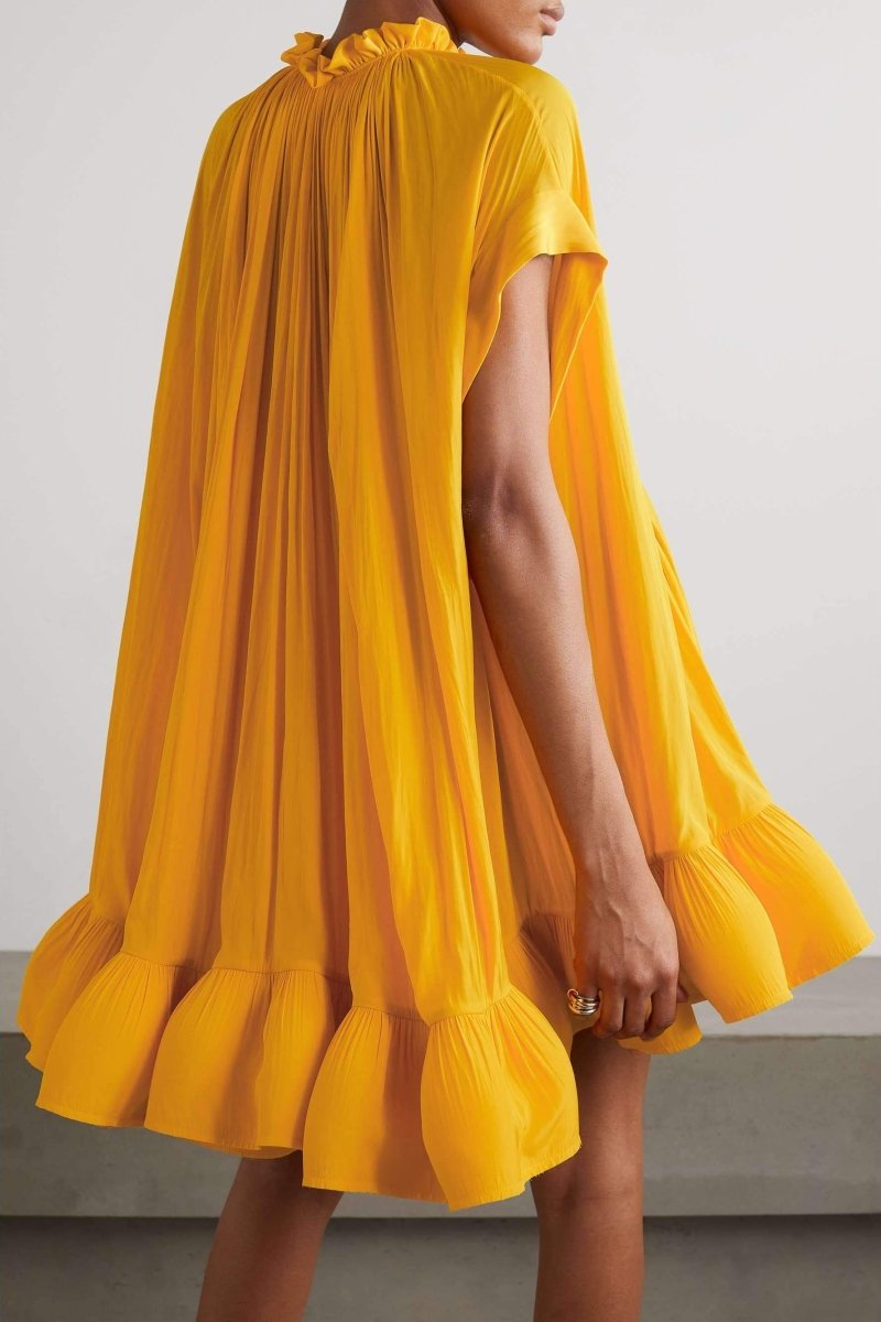 Eartha Cape-effect Ruffled Mini-Length Dress