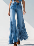 Modern Trendy Retro Tassel Flared Jeans