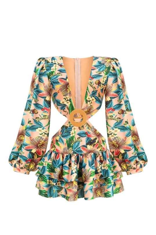 Edana Cut-out Tiered Mini-Length Dress