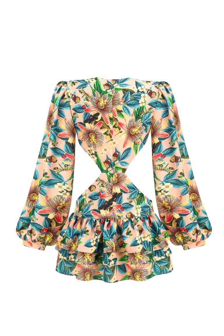 Edana Cut-out Tiered Mini-Length Dress