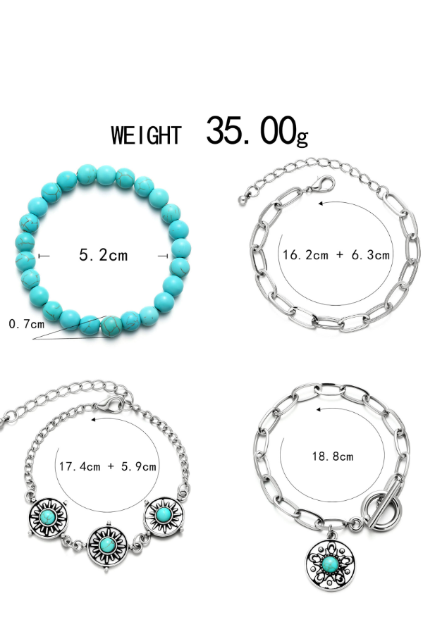 Women's Western Retro Turquoise Personalized Multi-element Beaded Jewelry Set