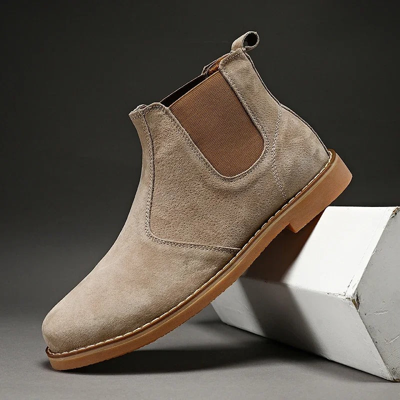 Cowhide Leather Chelsea Boots with Shock-Absorbing Sole