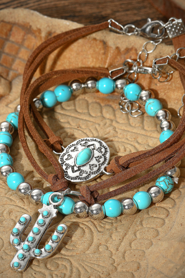 Women's Western Retro Turquoise Personalized Multi-element Beaded Jewelry Set