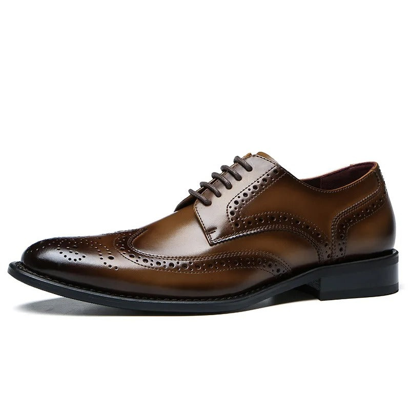 Cowhide Leather Oxford Shoes with Breathable Upper