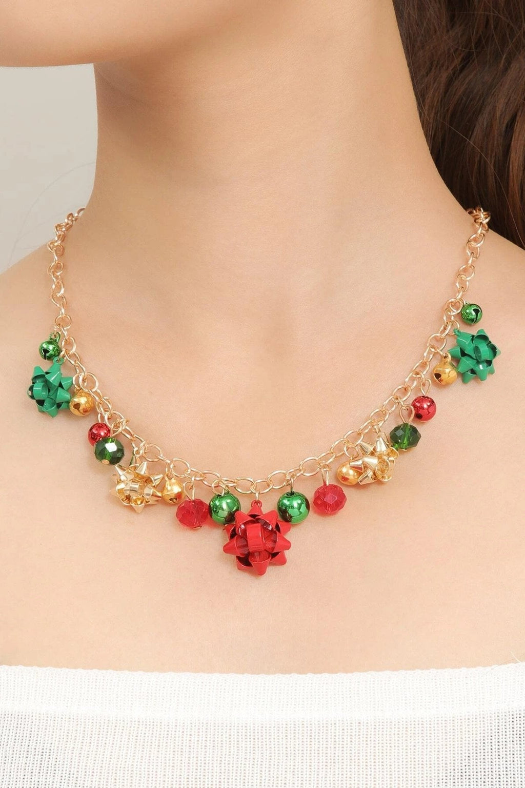 Statement Eileen Christmas Jingle Bell Alloy Flower Necklace