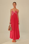 Modern Eileen Goldfish Embroidered Maxi Slip Dress