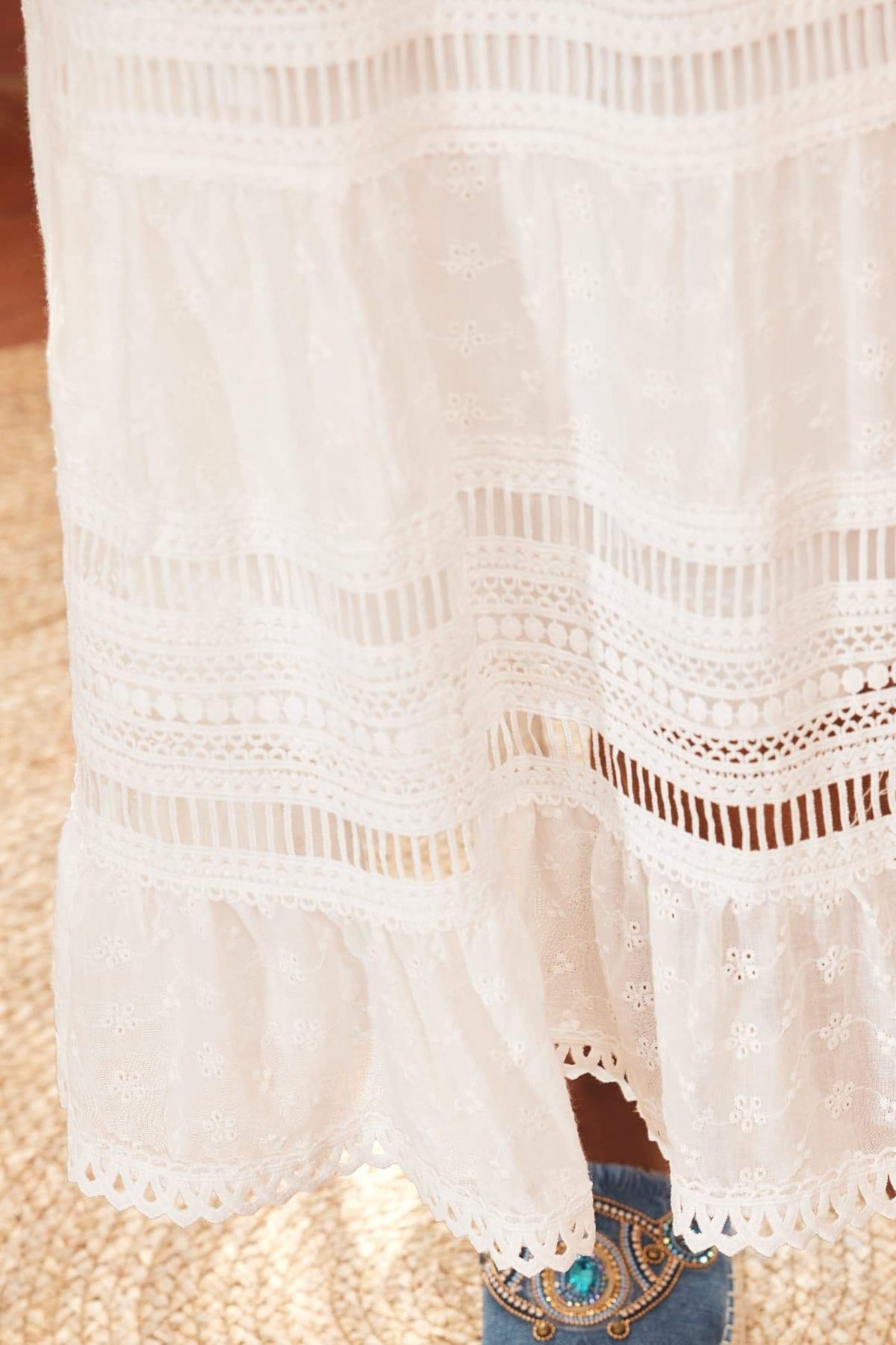 Ellie Flower Lace-trimmed Midi Skirt
