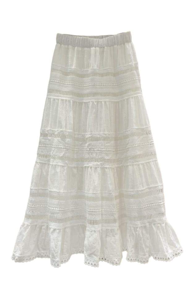 Ellie Flower Lace-trimmed Midi Skirt