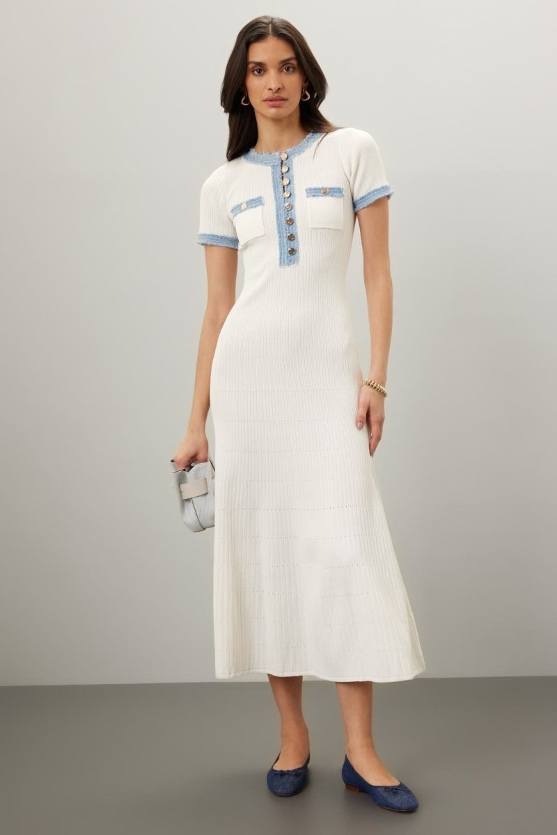 Elma Crew Neck Knit Midi Shirt Dress