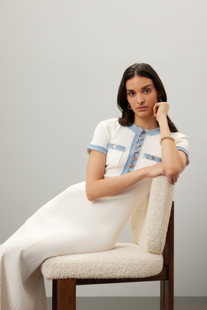 Elma Crew Neck Knit Midi Shirt Dress