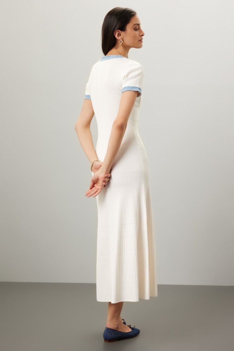 Elma Crew Neck Knit Midi Shirt Dress