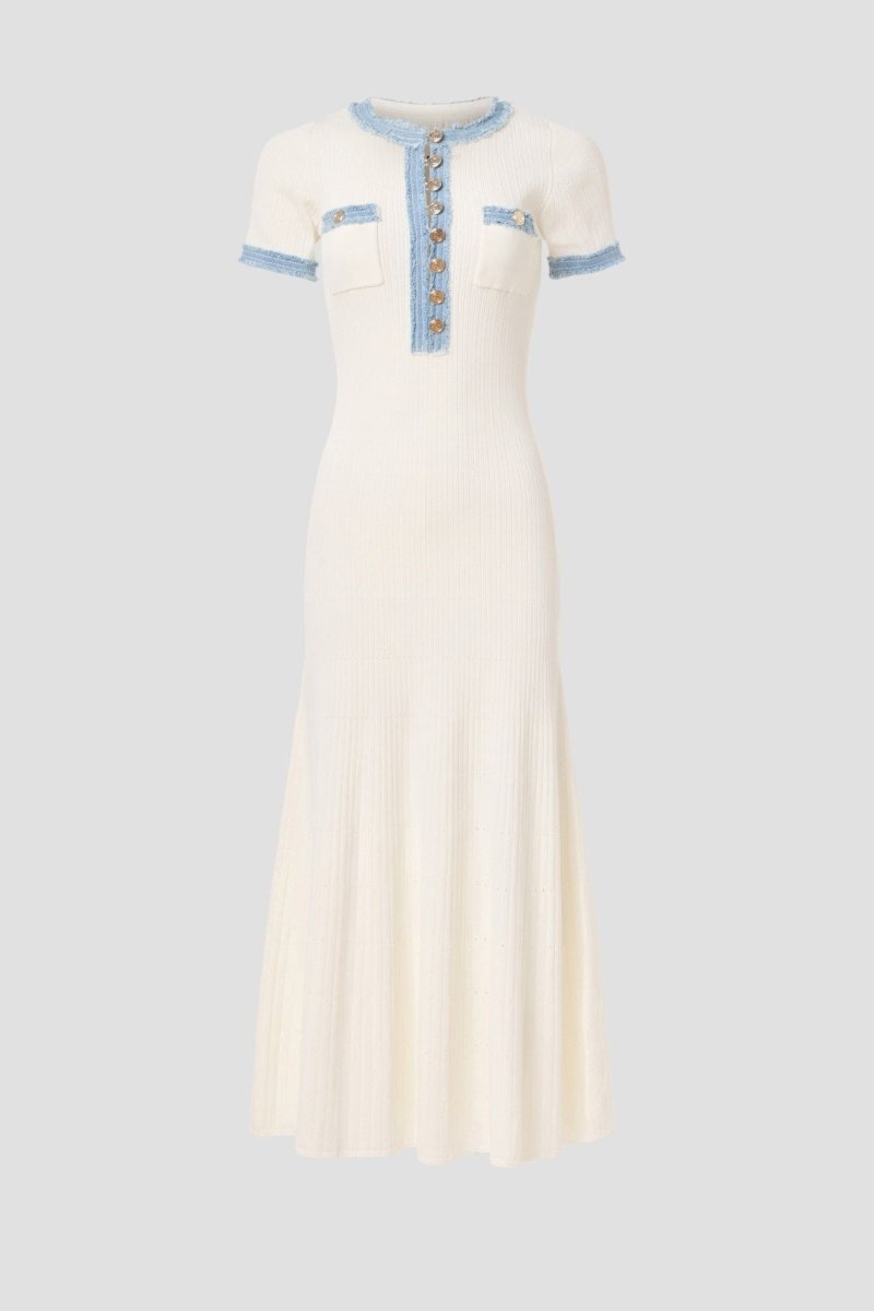 Elma Crew Neck Knit Midi Shirt Dress