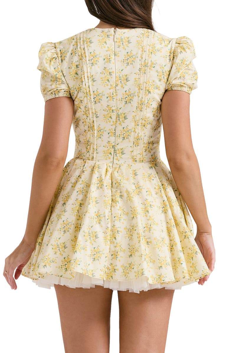 Emily Flower V-Neck Corset Mini-Length Dress