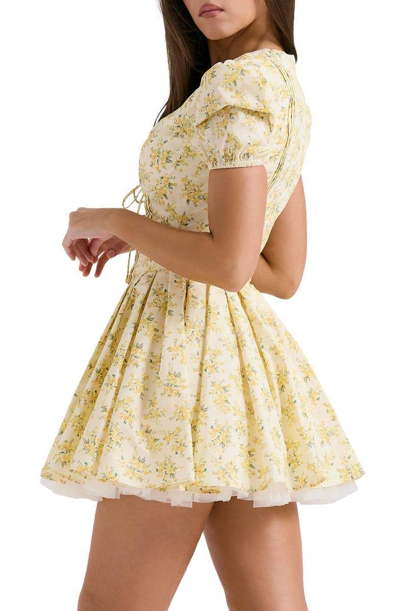 Emily Flower V-Neck Corset Mini-Length Dress