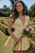Emily Flower V-Neck Corset Mini-Length Dress