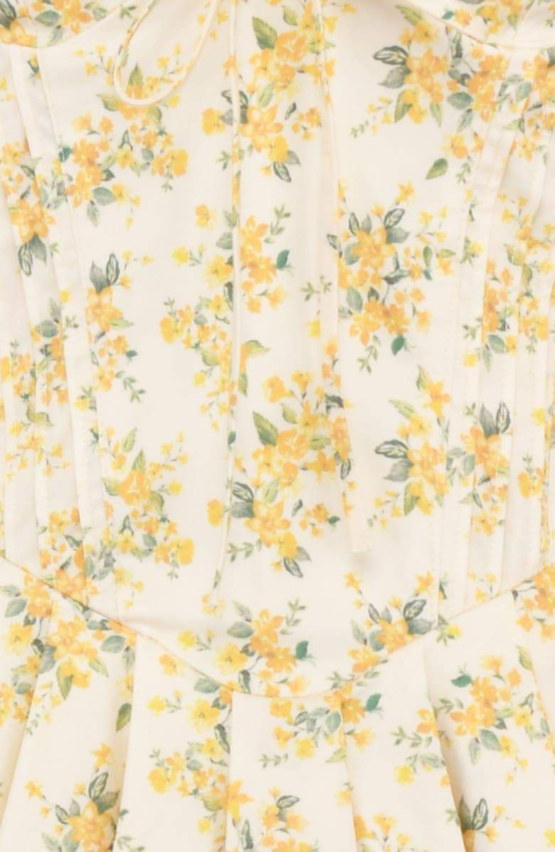 Emily Flower V-Neck Corset Mini-Length Dress