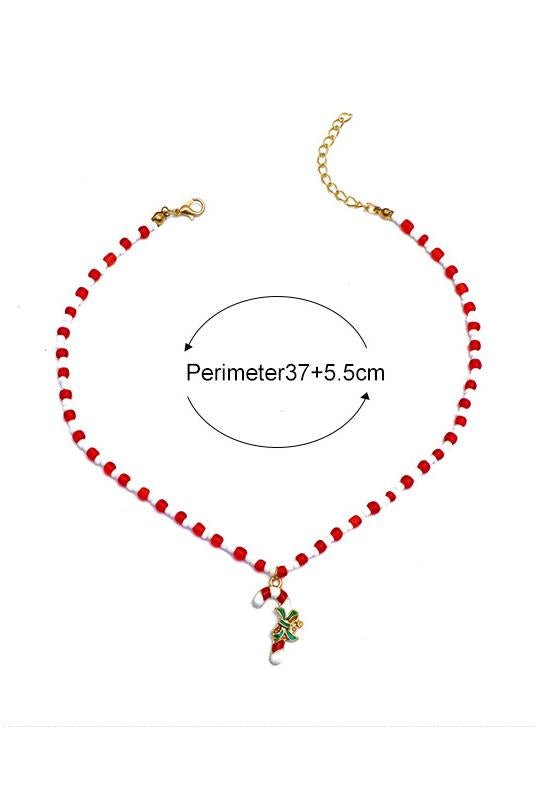 Statement Enamelled Candy Cane Beaded Necklace