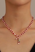 Statement Enamelled Candy Cane Beaded Necklace