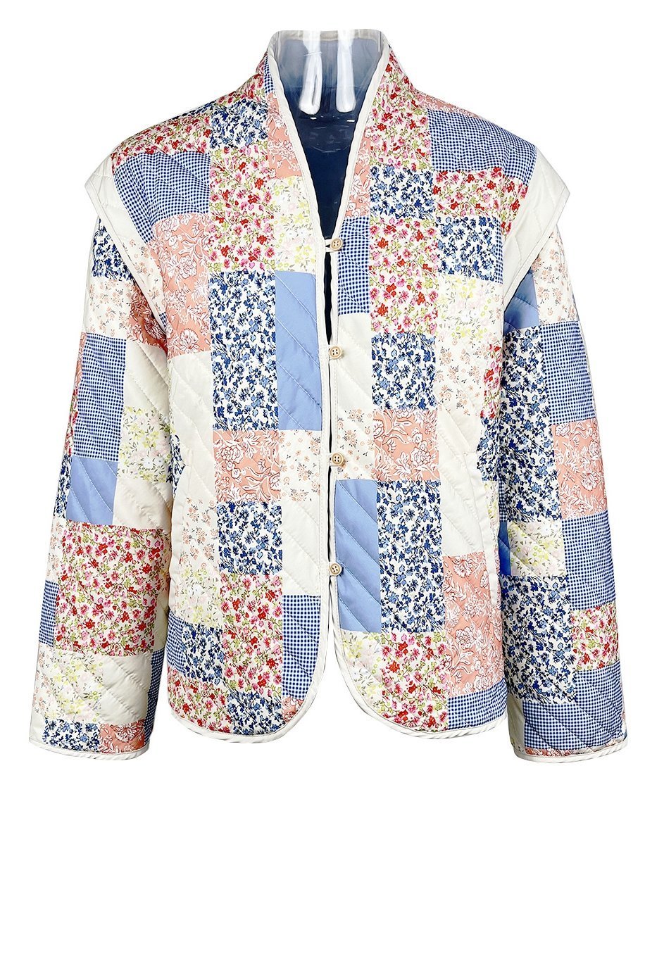 Enid Patterned Convertible Quilted Jacket