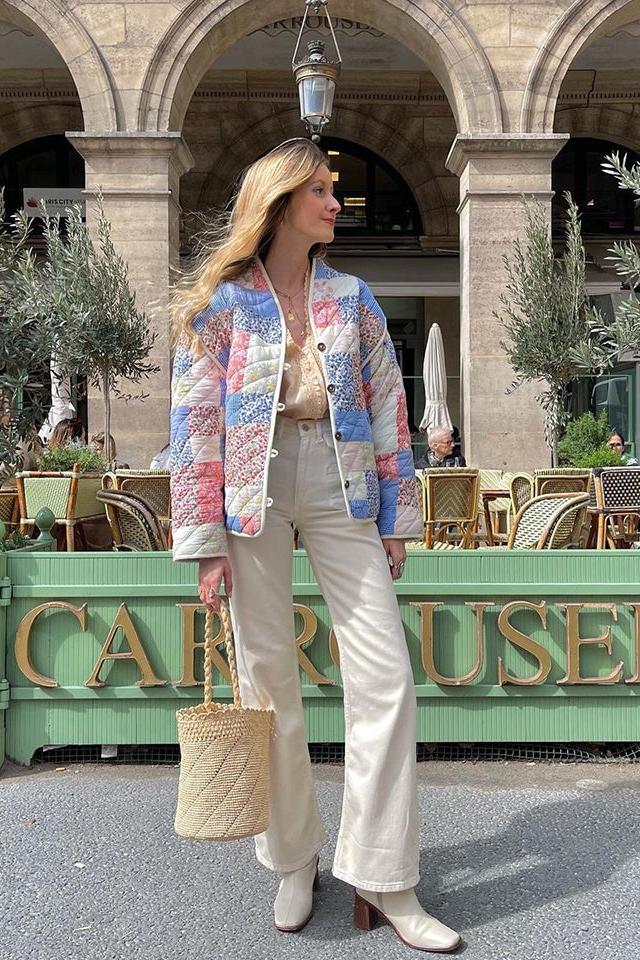 Enid Patterned Convertible Quilted Jacket
