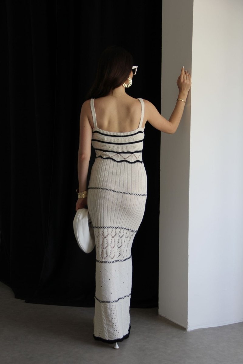 Modern Esther Knit Hollow Out Maxi Slit Dress