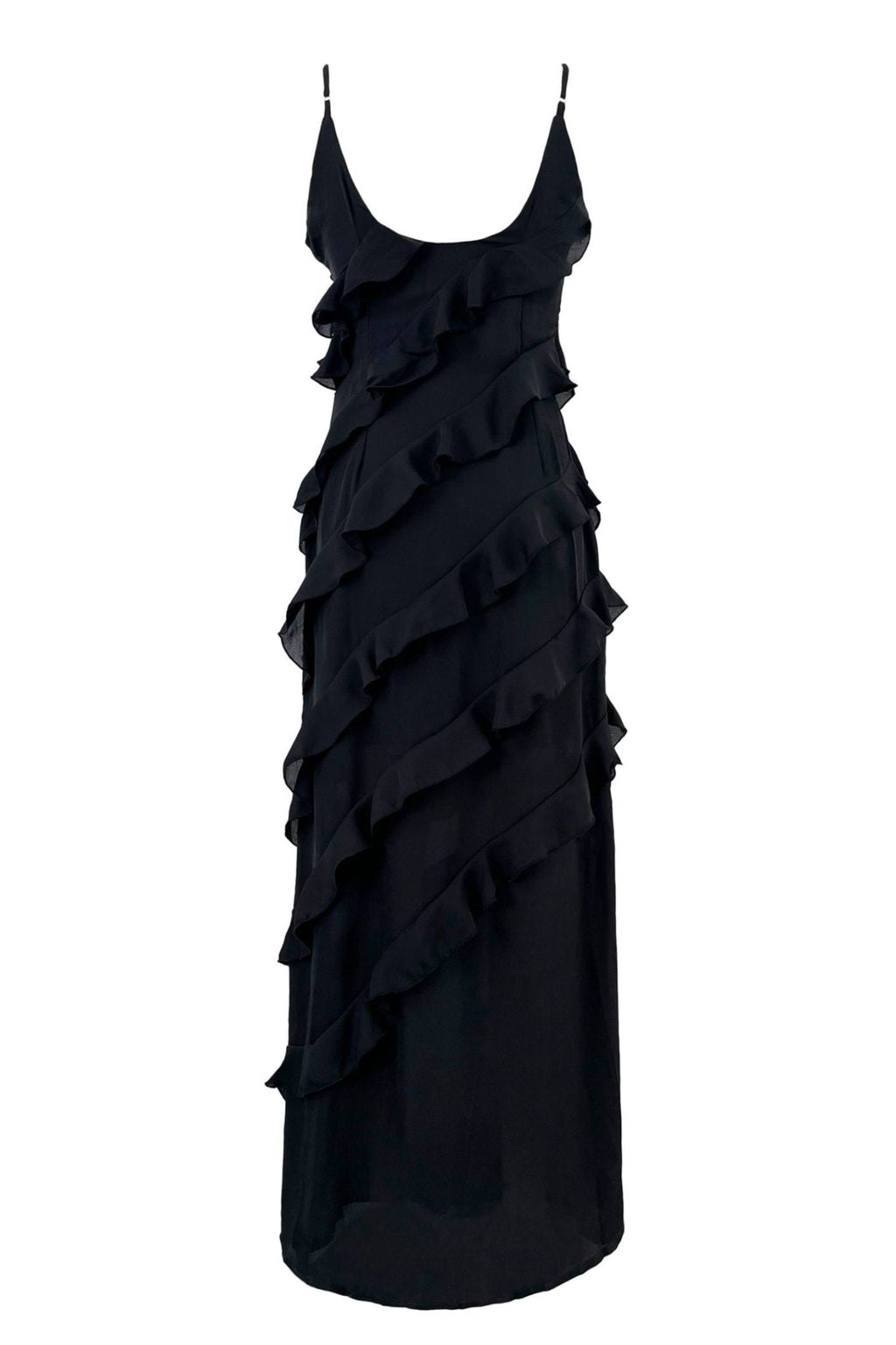 Modern Eve Chiffon Ruffled Maxi Slip Dress