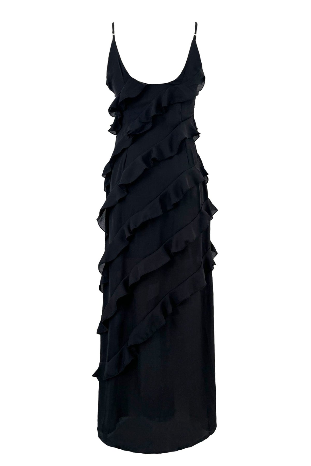 Modern Eve Chiffon Ruffled Maxi Slip Dress