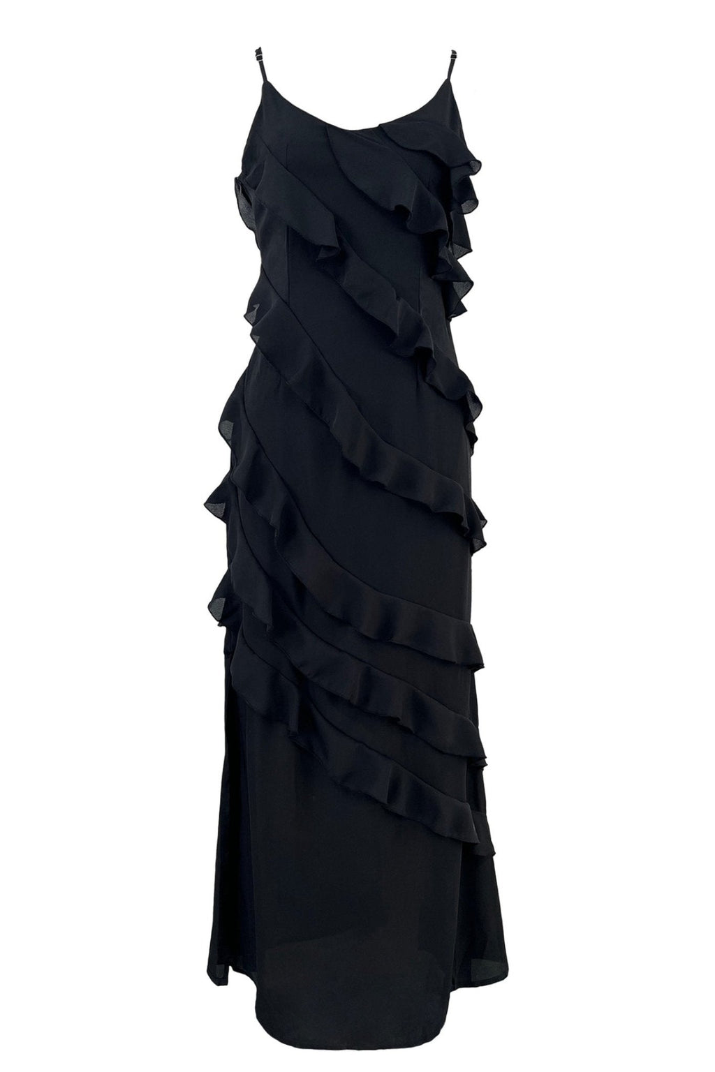 Modern Eve Chiffon Ruffled Maxi Slip Dress