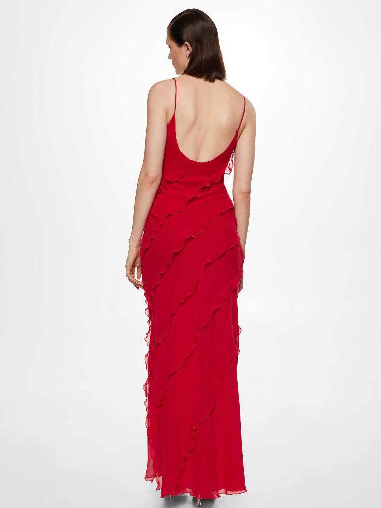 Modern Eve Chiffon Ruffled Maxi Slip Dress
