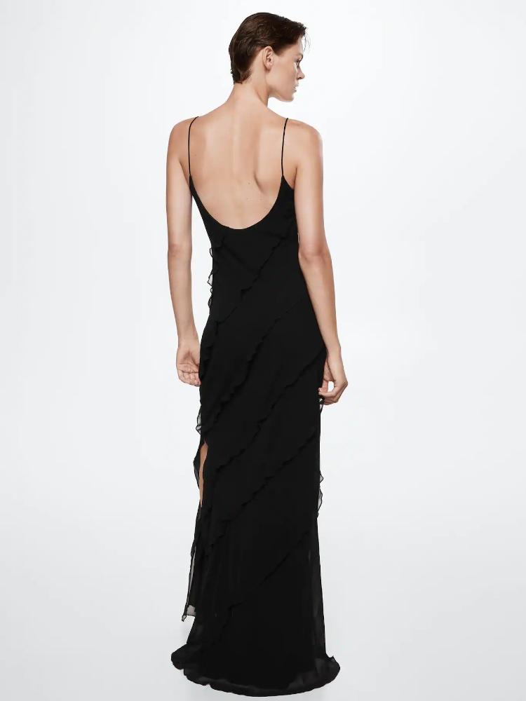 Modern Eve Chiffon Ruffled Maxi Slip Dress