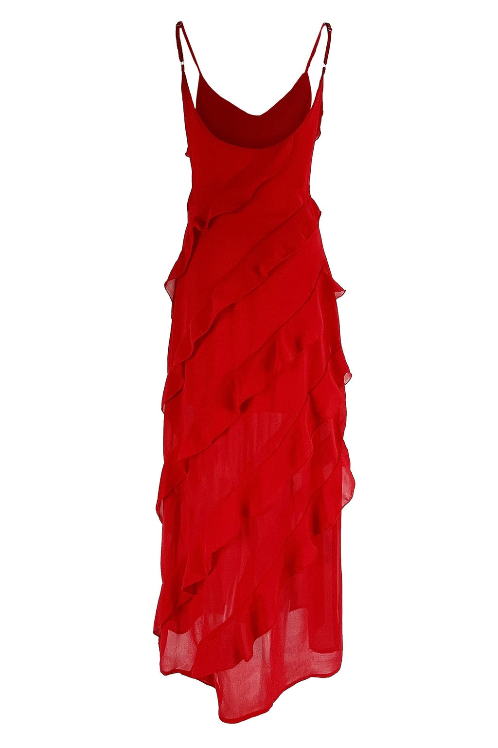 Modern Eve Chiffon Ruffled Maxi Slip Dress