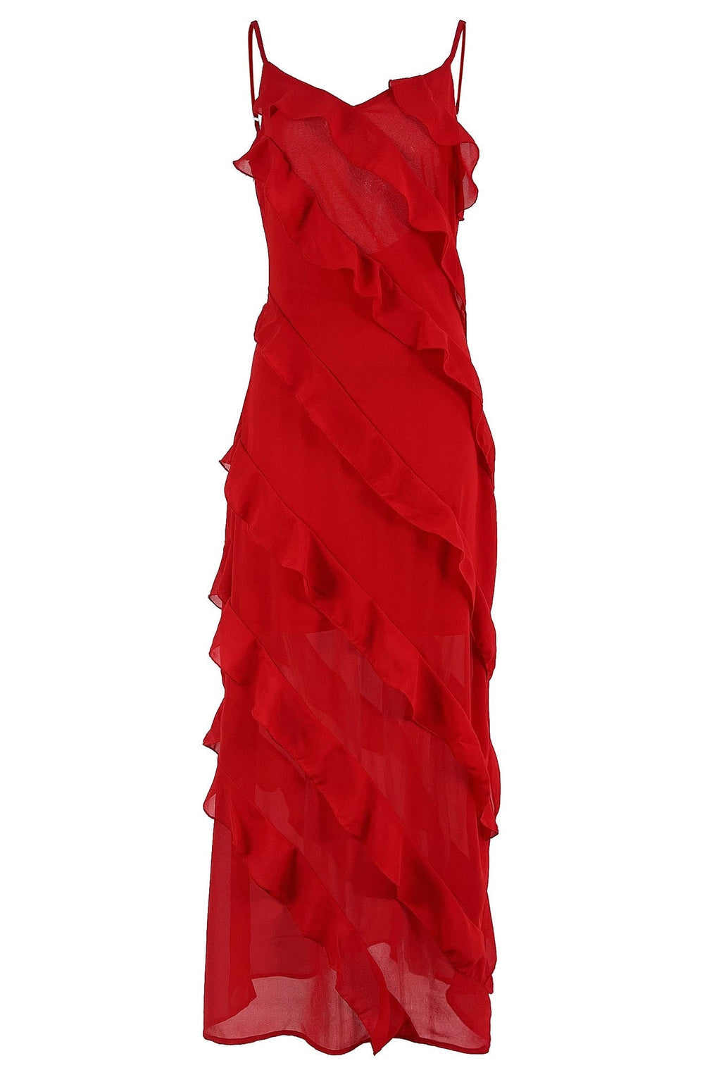 Modern Eve Chiffon Ruffled Maxi Slip Dress