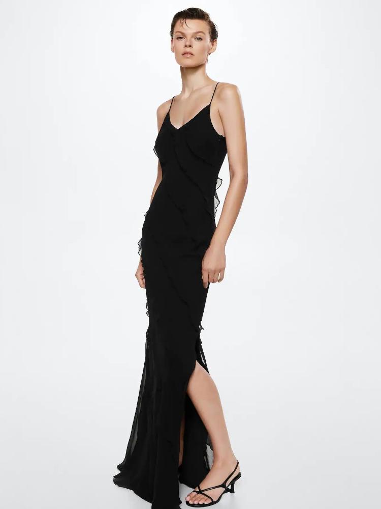 Modern Eve Chiffon Ruffled Maxi Slip Dress