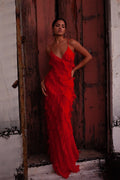 Modern Eve Chiffon Ruffled Maxi Slip Dress