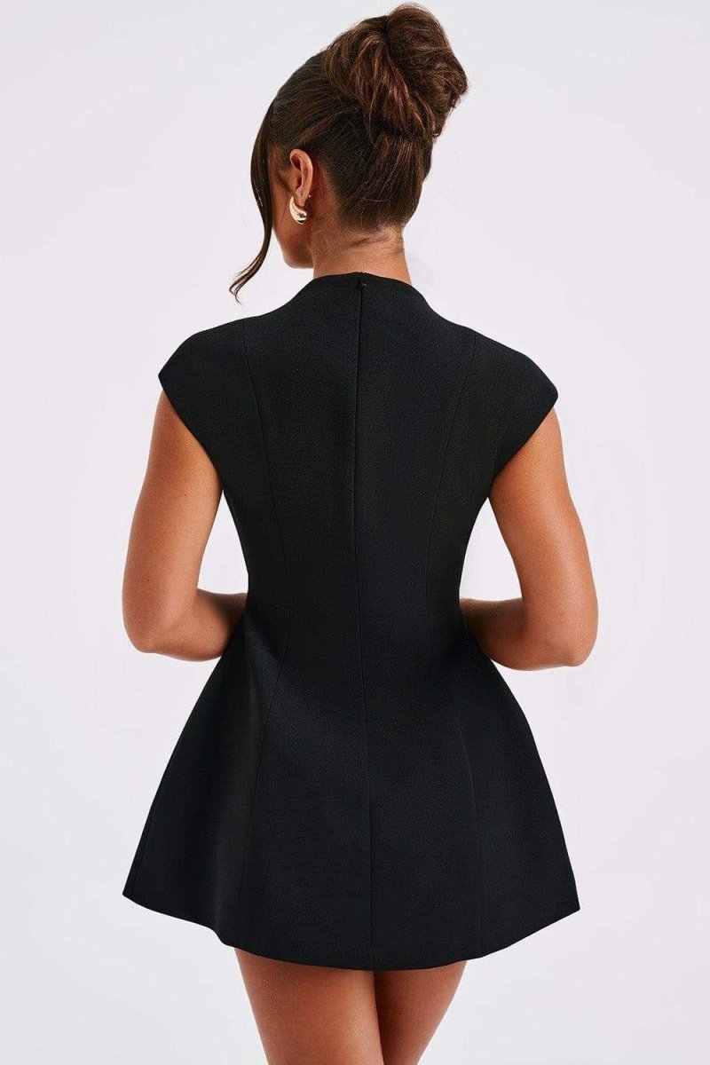Evelyn Cap Sleeve Pleated Mini-Length Dress