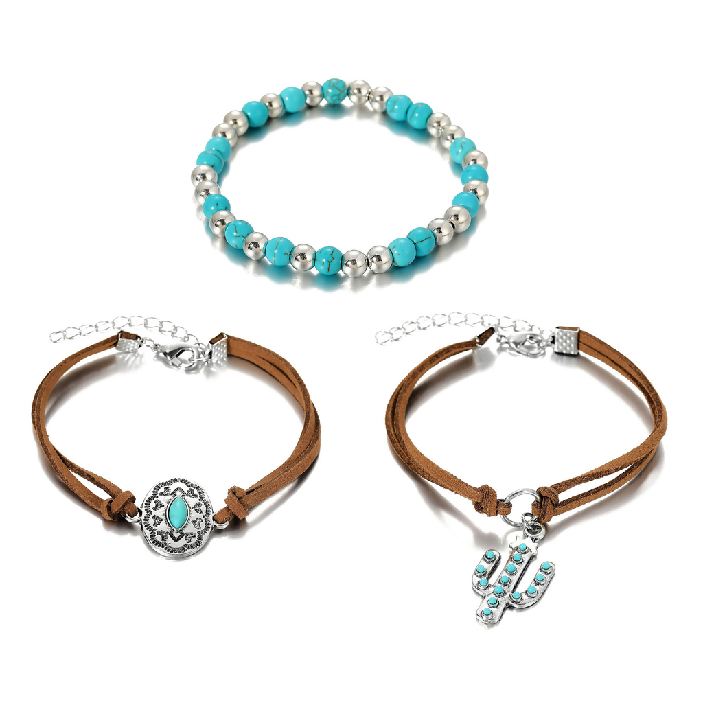 Women's Western Retro Turquoise Personalized Multi-element Beaded Jewelry Set