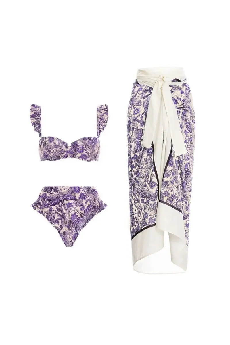 Dragonfly Ruffled Bikini Swimwear Set