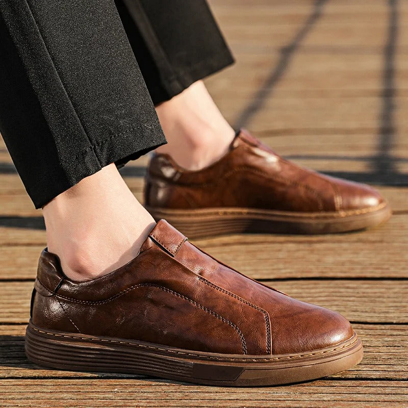 Leather Sneakers with Broken-In Comfort