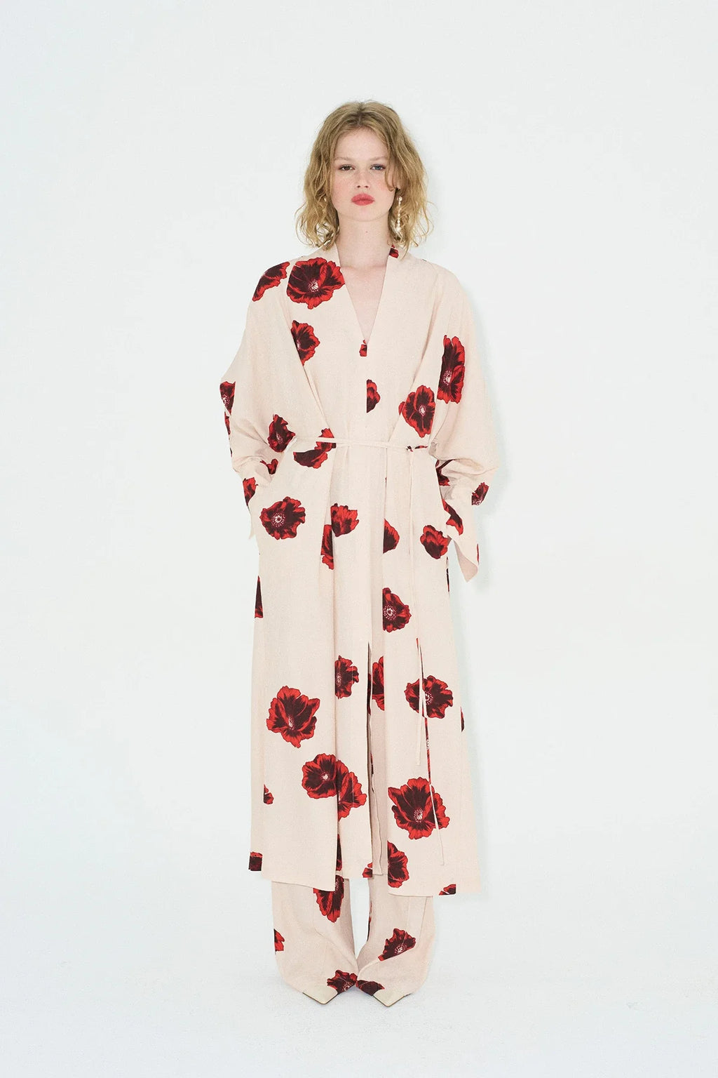 Modern Sahara Print Kimono Dress - Coquelicot