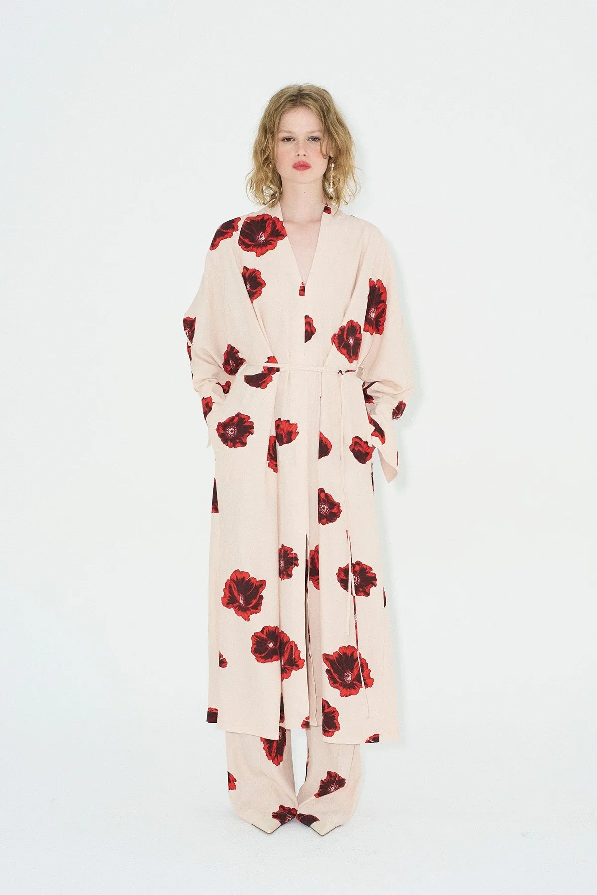 Modern Sahara Print Kimono Dress - Coquelicot