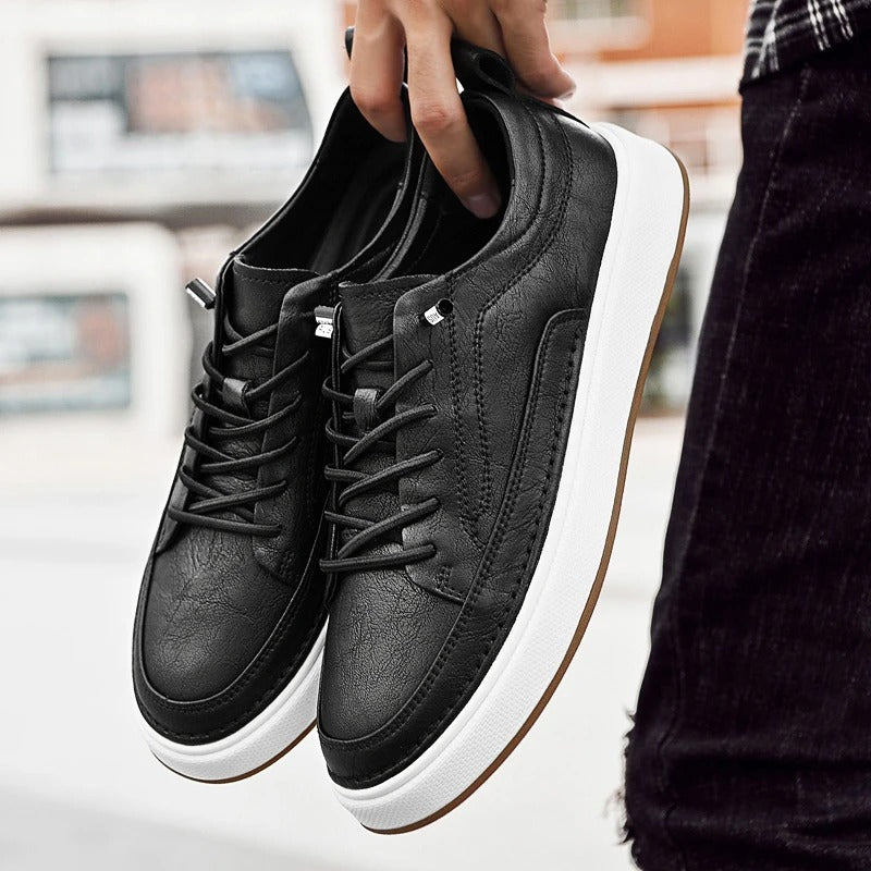 Cowhide Leather Sneakers with Lightweight Construction