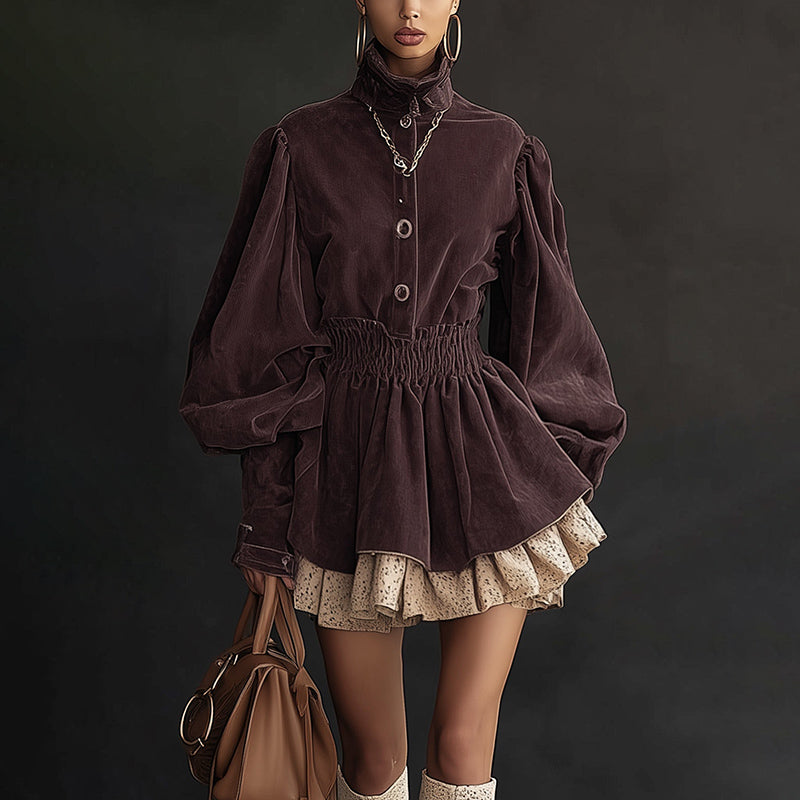 Modern Women's Western Retro Style Autumn And Winter New Suede Dress
