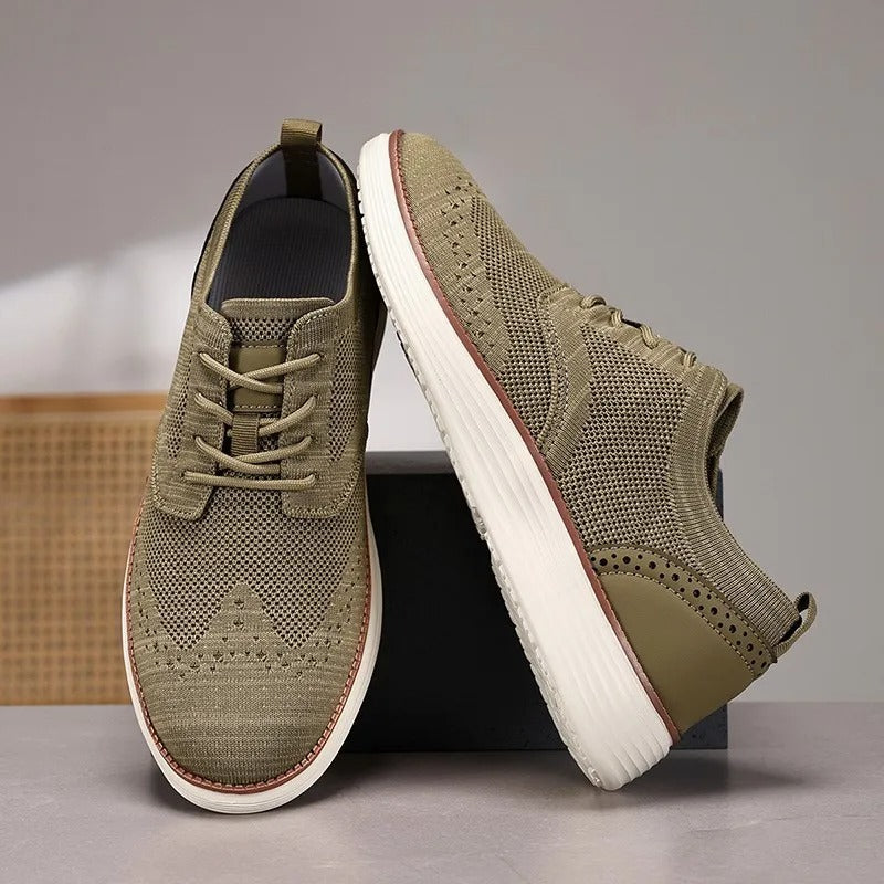 Knit Brogue Shoes with Wingtip Brogue Detail