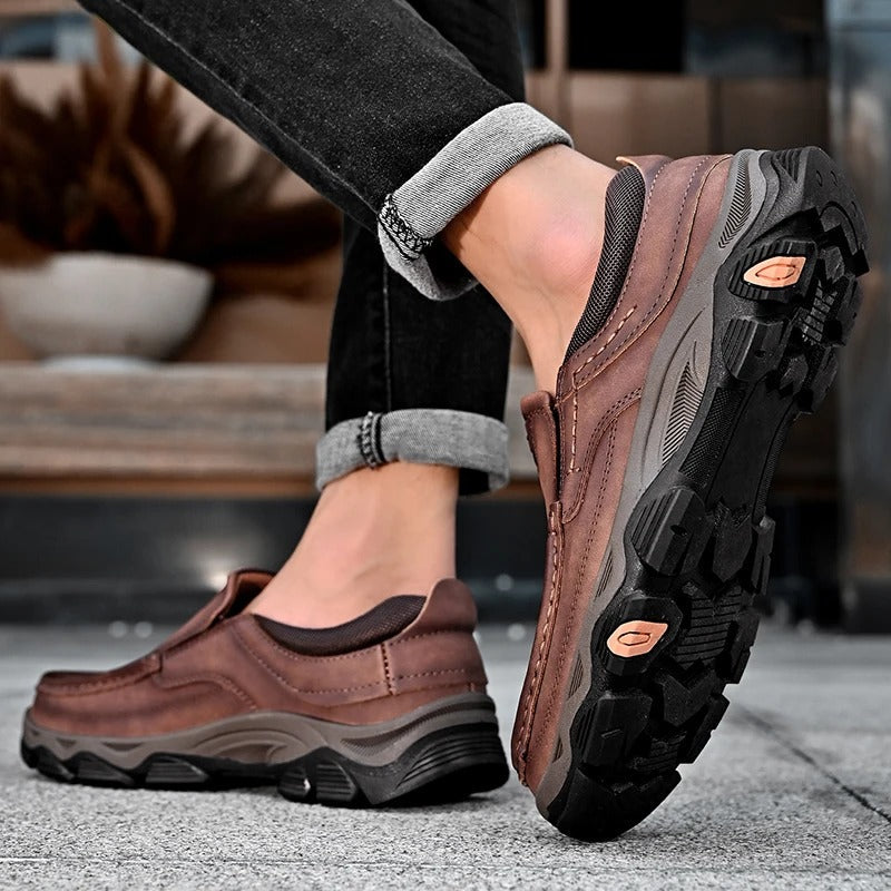 Cowhide Leather Loafers with Cushioned Insole