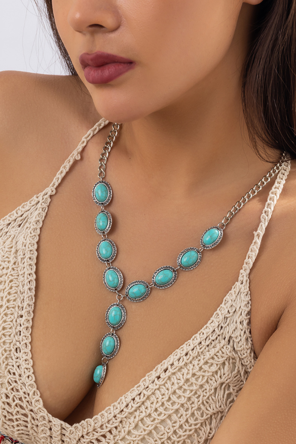 Statement Pendant Loop Turquoise Necklace