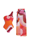 Geometric Print One Piece Swimwear Set