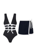 Cut-Out Black and White One-Piece Swimwear