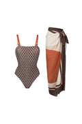 Modern Luxury Reversible Swimsuit with Hermes-Inspired Print
